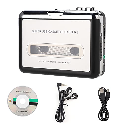 Audiokassettenspieler, Konverter von Kassetten USB auf MP3 Audio, Musik-Player mit Kopfhörern, kompatibel mit Laptops von Garsent