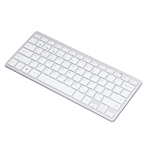 Bluetooth-Tastatur, Ultradünn, Tragbar, 78 Tasten, Weiß, Kabellose Tastatur, Kabellose Kompakte Tablet-PC-Tastatur, Schnelle Reaktion Beim Tippen, für Windows, Mac, Chrome OS, Tablet von Garsent