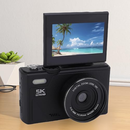 Digitale Kameras für Fotografie 5K - 75MP Vlogging -Kamera für YouTube WiFi, UHD Autofocus Vlog -Kamera 3 Flip -Bildschirm mit 18x ​​Zoom, Reise -YouTube -Kompaktkamera (32G) von Garsent