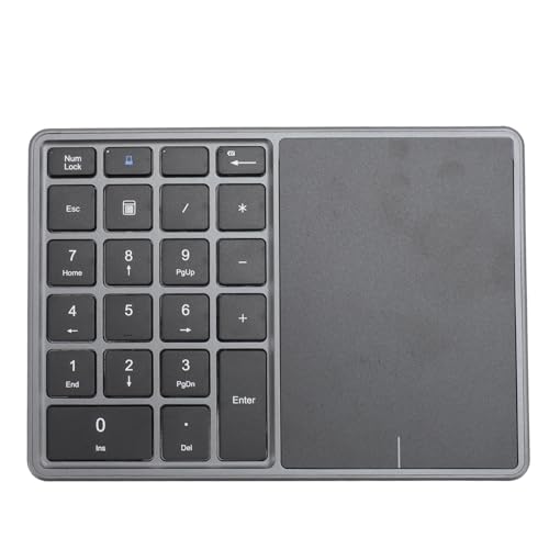 Drahtlose Zifferntastatur, 22 Tasten, 2,4 G Bluetooth-Zahlentastatur mit Touchpad für Laptop-Desktop-PC, Unterstützung für Win-, iOS-, Android- und OS X-Systeme (dunkelgrau) von Garsent