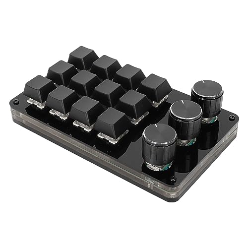 Einhändig Programmierbare Mechanische Tastatur, 12 Tasten RGB Programmierbare Makrotastatur mit 3 Knöpfen, Multifunktionale Mechanische Gaming-Tastatur, Funktionstastatur für von Garsent