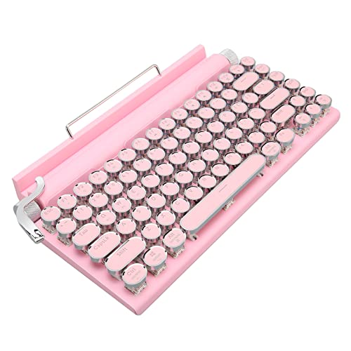 Elektrische Schreibmaschine Vintage, Mechanische Gaming-Tastatur mit 83 Tasten Im Schreibmaschinenstil mit Knopfsteuerung, Punk-Rundtasten, für Android, für Win 10, für IOS, für (Rosa) von Garsent