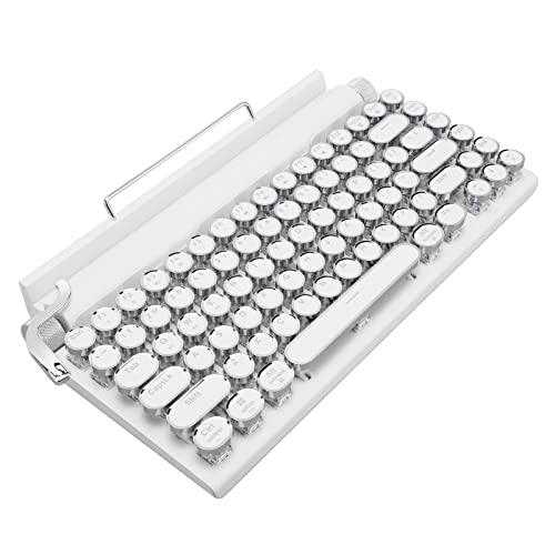 Elektrische Schreibmaschine Vintage, Mechanische Gaming-Tastatur mit 83 Tasten Im Schreibmaschinenstil mit Knopfsteuerung, Punk-Rundtasten, für Android, für Win 10, für IOS, für (Weiss) von Garsent
