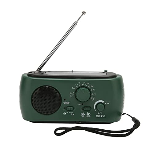 Emergency Solar Hand Crank Radio mit LED -Taschenlampe, Tragbares AM -FM -Radio, 350 -mAh Solar Emergency Hand Crank Radio für Home- und Outdoor -Wandern (Green) von Garsent