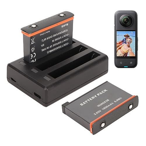 Ersatz für Insta 360 X3 Akku 1800 MAh mit 3 Kanälen, USB-Schnellladegerät, Kompatibel mit Wiederaufladbarem Insta 360 X3 Kamera-Akku, 2er-Pack Ersatz für Insta 360 X3 Akku 1800 MAh mit 3 Kanälen, USB-Schnellladegerät, Kompatibel mit Wiederaufladbarem Insta 360 X3 Kamera-Akku, 2er-Pack von Garsent