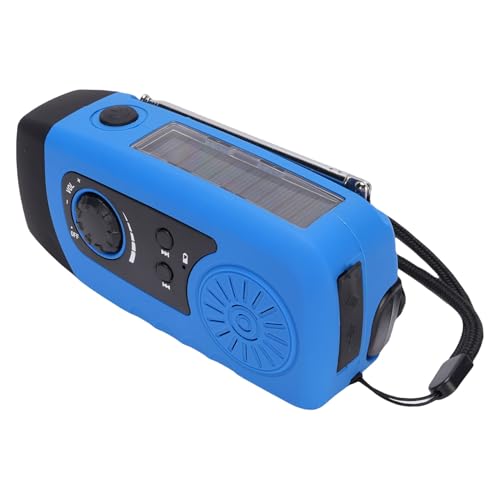 FM -Notfunk, Solar Notfall -Handkurbelwetter Radio mit Taschenlampe 2000mah Power Bank, Tragbare Winzige Notüberlebensradios für Camping, Notfall, Notfall (Blue) von Garsent