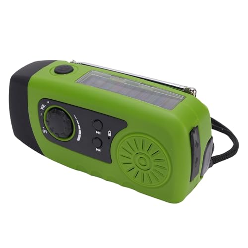 FM -Notfunk, Solar Notfall -Handkurbelwetter Radio mit Taschenlampe 2000mah Power Bank, Tragbare Winzige Notüberlebensradios für Camping, Notfall, Notfall (Green) von Garsent