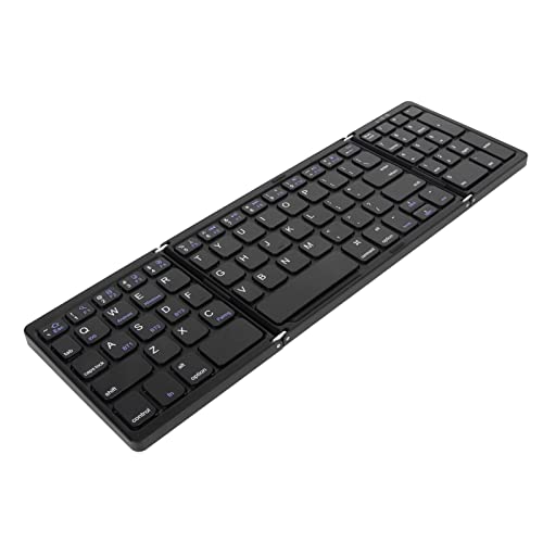 Faltbare Bluetooth-Tastatur, Dreifach Faltbare Kabellose Tragbare Tastatur mit Ziffernblock, Reisetastatur in Voller Größe für Laptops, PC, Windows IOS Android-Tablets, Smartphones (Schwarz) von Garsent