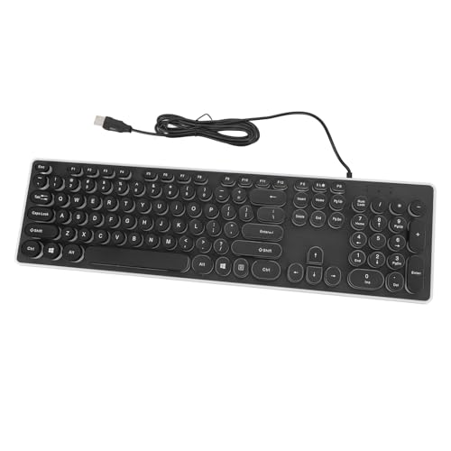 Gaming-Tastatur, Retro-Punk-Schreibmaschinen-Stil, Mechanische Tastatur, 104 Tasten, Blauer Schalter mit RGB-Hintergrundbeleuchtungsmodus, Niedliche Kabelgebundene Tastatur, von Garsent