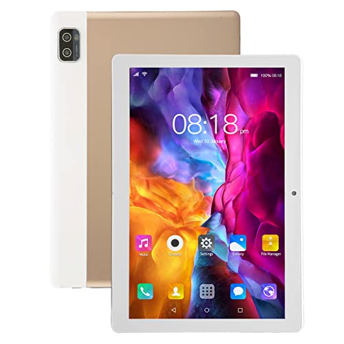 Garsent 10,1-Zoll-Tablet, 6 GB RAM, 128 GB Speicher, 1960 X 1080 HD-IPS-Display, 10-Core-Prozessor, 2 MP + 5 MP-Kamera, 5 G WiFi, Bluetooth GPS FM, für Android 12 (Gold)(EU) von Garsent