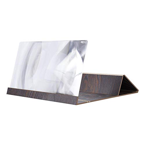 Garsent 12" Handy Bilderschirm Vergrößerung Lupe, Universal Bildschirmlupe mit faltbar Holz Handyständer(Kaffee) von Garsent