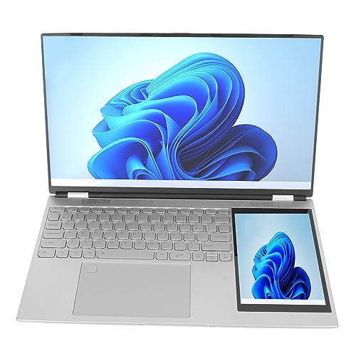 Garsent 15,6-Zoll-Dual-Screen-Laptop, Laptop Zum Entsperren von Fingerabdrücken, Business-Laptop mit 7-Zoll-HD-Sekundärbildschirm, 4-seitiger Schmaler Bildschirm (16 GB + 1 TB EU-Stecker) von Garsent