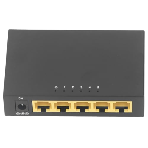 Garsent 5-Port-Fast-Ethernet-Switch, Auto-MDI/MDIX, VLAN-Modus für Netzwerksicherheit und Bandbreitennutzung, Thunder-Schutz, Breite Anwendung (EU-Stecker) von Garsent