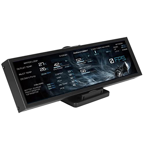 Garsent 8,8-Zoll-CPU-Hardware-Temperaturmonitor, 1920 X 480 PC-Temperaturanzeige, Erweiterter 360-Grad-Display-Desktop, Anpassbares Bildschirmlayout, für Raspberry Pi, Linux, Windows (Schwarz) von Garsent