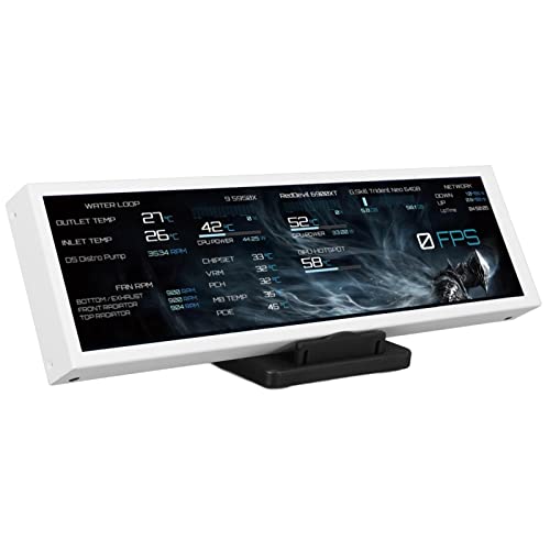 Garsent 8,8-Zoll-CPU-Hardware-Temperaturmonitor, 1920 X 480 PC-Temperaturanzeige, Erweiterter 360-Grad-Display-Desktop, Anpassbares Bildschirmlayout, für Raspberry Pi, Linux, Windows (Weiss) von Garsent