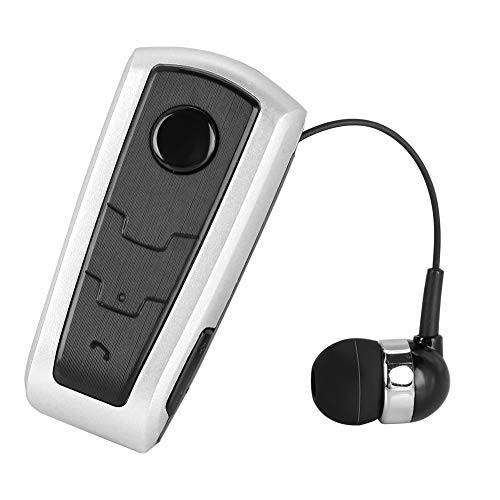 Garsent Bluetooth-Headset, kabelloses Sport-Bluetooth 4.1-Headset Einziehbarer Freisprechkopfhörer mit Mikrofon Rauschunterdrückung 5H In-Ear-Kopfhörer für Fahrer, Trucker, Fahrrad, Sport usw.(weiß) von Garsent