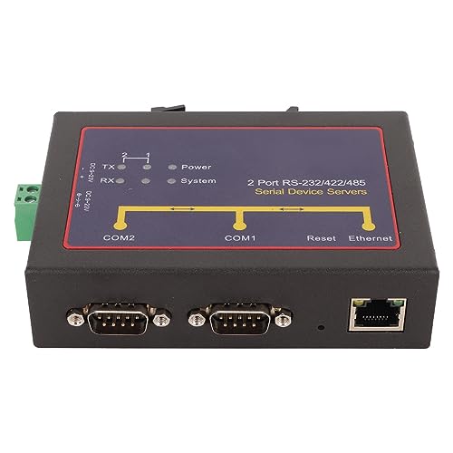 Garsent Doppelte Serielle Ports RS232 RS485 RS422-Konverter, Breite Baudrate, Schnelle Ethernet-Geschwindigkeit, LED-Anzeige, für VCOM, TCP-Client, UDP (EU-Stecker) von Garsent