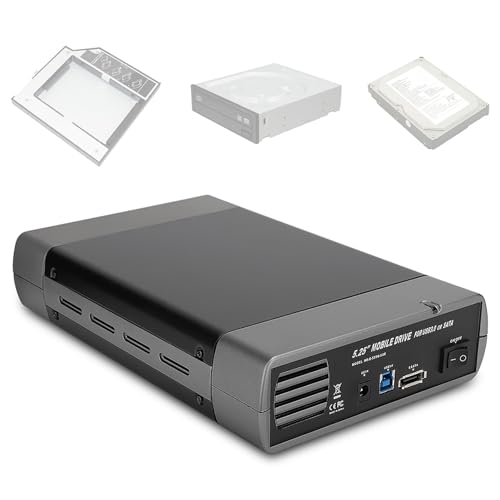 Garsent Externe Optische Laufwerksbox, USB3.0-Schnittstelle, 4,8 Gbit/s Datenübertragungsrate, 5,25-Zoll-DVD-Recorder, UnterstütztXP/7/8/10, OS 9.0 oder Höher (EU-Stecker) von Garsent