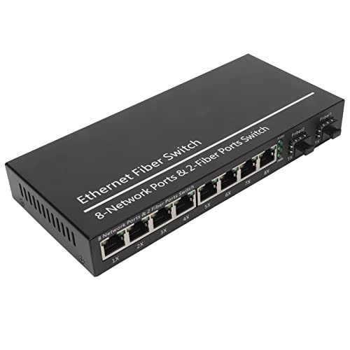Garsent Gigabit-Ethernet-Switch mit 2 Optischen Ports und 8 Elektrischen Ports, Desktop-Netzwerk-Splitter Bis zu 120 Km, Plug-and-Play, RJ45-Netzwerkport, Konform mit IEEE 802.3 802.3u von Garsent