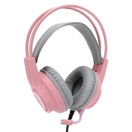 Garsent Kabelgebundene Mikrofonkopfhörer, Verbesserte 50-mm-Audiotreiber Rauschunterdrückung Mikrofon-Stereo-Gaming-Headset, PC-Desktop-Zubehör Am Kopf 7.1 Einzel-USB-Kopfhörer (Rosa) von Garsent