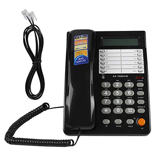 Garsent Schnurgebundes Telefon, DTMF/FSK Dualsystems Schnurtelefone Tischtelefon mit Anrufe ID Display für Büro Zuhause (schwarz) von Garsent