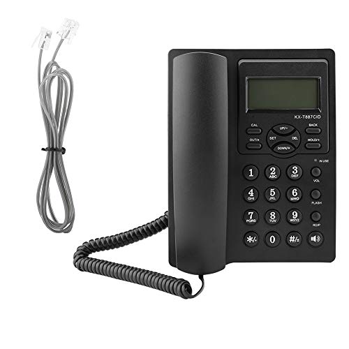 Garsent Schnurgebundes Telefon, DTMF/FSK Systeme Tisch Schnurtelefone mit Anrufe ID Display für Büro Zuhause(schwarz) von Garsent