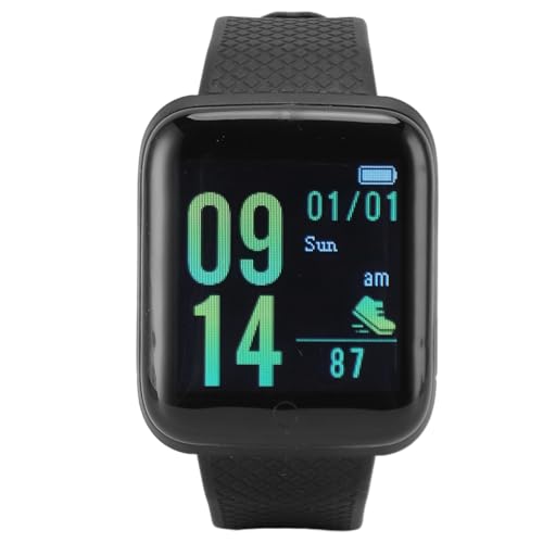 Garsent Smartwatch, Fitness-Tracker mit Schlafüberwachung, Mehrere Trainingsmodi, Kalorienzähler, IP65 Wasserdicht, Nachrichtenerinnerung, Elektronische Uhr für Männer und Frauen (BLACK) von Garsent