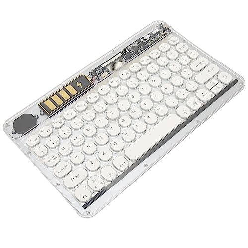 Garsent Tragbare Mechanische Gaming-Tastatur, Kabellose Hot-Swap-fähige Mechanische RGB-Gaming-Tastatur mit Transparenten Tastenkappen, Nahtloser Gerätewechsel, für Android, Windows, IOS (Weiss) von Garsent