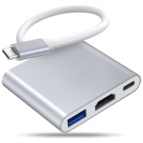 Garsent USB-C-Hub-Multiport-Adapter, 3-in-1 Tragbarer Space-Aluminium-Dongle mit 1 X 60 W PD-Anschluss, 1 X HD-Multimedia-Schnittstelle (bis zu 4K), 1 X USB 3.0 (bis zu 5 Gbit/s), 5 von Garsent