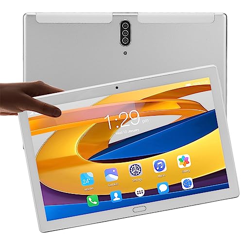 Garsent Ultradünnes Tablet, Tragbares 10,1-Zoll-FHD-Tablet, 5G-WLAN-Business-Tablet, 6 GB RAM 128 GB ROM, Octa-Core-Prozessor, Android 10.0, 5 MP + 8 MP Kamera, 6000 MAh (Silber) von Garsent
