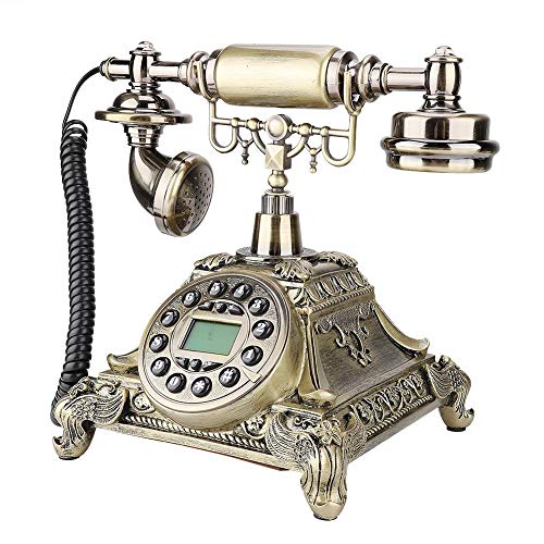 Garsent Vintage Telefon, Retro Schnurgebundenes Festnetztelefon Nostalgietelefon mit LCD Display für Tischdeko, golden von Garsent