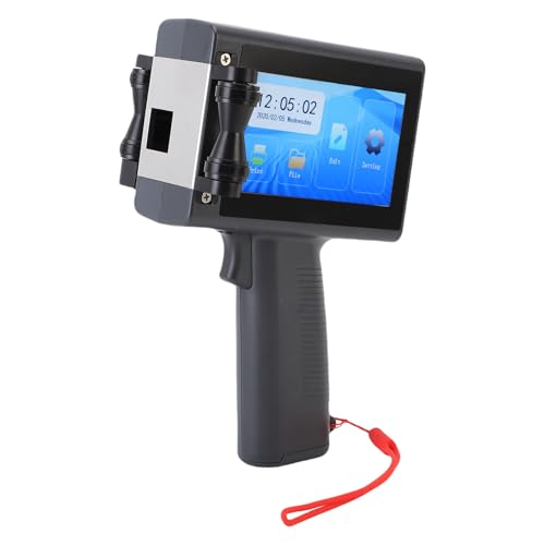 Handheld -Tintenstrahldrucker, Tragbare Handheld -Druckerpistole mit 4,3 -Zoll -Touchscreen, Druckhöhe 0,078 Bis 0,5 Zoll, Multifunktionales Druckmaschinenkit für Barcode, QR (EU-Stecker) von Garsent