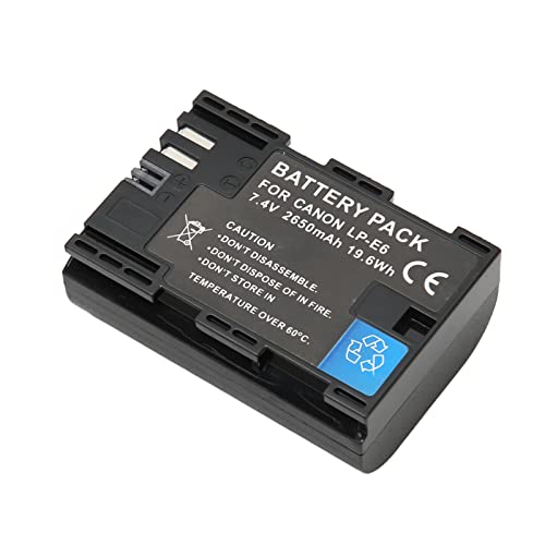 LP E6 LP E6NH Akku für Canon R7 II R6 R5 60D 70D 80D 90D 5D4 5D3 5D2 5DS 7D 6D 5DMark4 Kamera, Ersatzakku für Digitalkameras, 2650 MAh, Sicherheitsschutz von Garsent