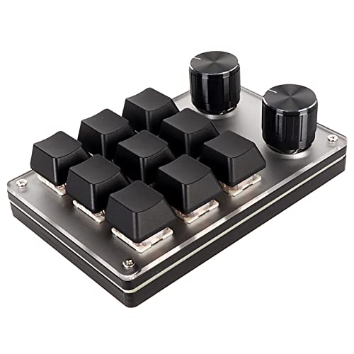 Makro-Tastatur mit Rotem Schalter, Ergonomische, Individuelle Knöpfe, USB-Tastatur für PC (9 Tasten mit 2 Knöpfen) von Garsent