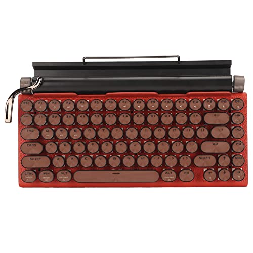 Mechanische Gaming-Tastatur Im Schreibmaschinen-Stil, 83 Tasten Bluetooth-Retro-Hintergrund Beleuchtete Mechanische Tastatur mit Runden Schlüssel Kappen aus Metall, (Orange) von Garsent