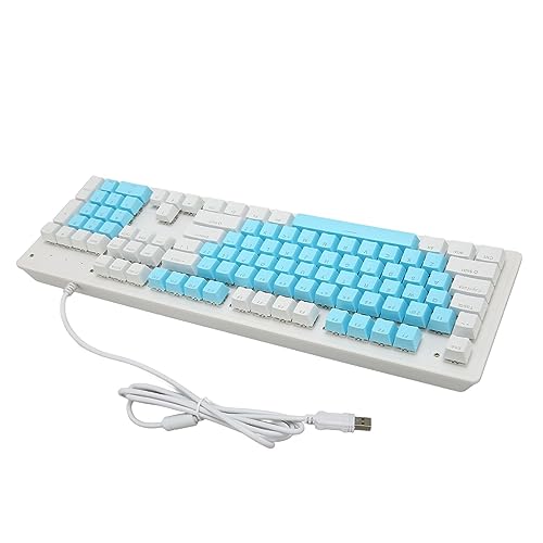 Mechanische Gaming-Tastatur mit RGB-Hintergrundbeleuchtung und 104 Tasten, USB-Kabel für Desktop-Laptop-Computer (Brauner Schalter (blau-weiße Tastenkappen)) von Garsent