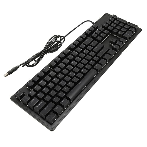 Mechanische Gaming-Tastatur mit RGB-Hintergrundbeleuchtung und 104 Tasten, USB-Kabel für Desktop-Laptop-Computer (Grüner Schalter (Schwarze Tastenkappen)) von Garsent