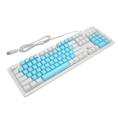 Mechanische Gaming-Tastatur mit RGB-Hintergrundbeleuchtung und 104 Tasten, USB-Kabel für Desktop-Laptop-Computer (Roter Schalter (blau-weiße Tastenkappen)) von Garsent