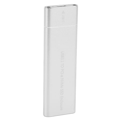 NVMe SSD-Gehäuse 10 Gbit/s USB 3.1 Typ C, UASP-Protokoll, Hohe Geschwindigkeit, Aluminiumlegierung, Entwickelt für 2230 2242 2260 2280 SSD (Silver) von Garsent