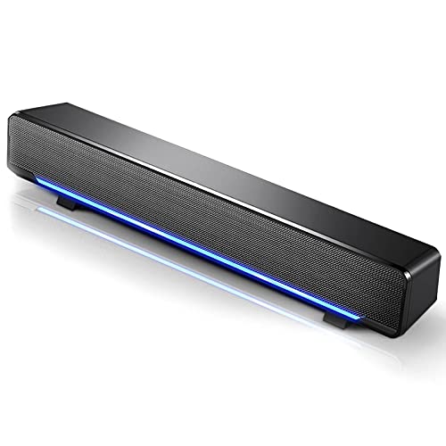 PC Soundbar Lautsprecher, 3.5mm USB HiFi Stereo Wired Sound Bar Speaker Boombox mit 2 x 3W 3D Stereo Sound, Rein Bass für Computer/Laptops/Smartphones/Tablets/Beamer von Garsent