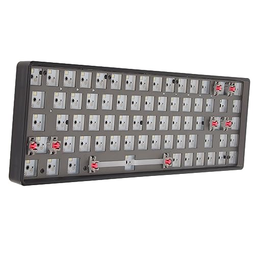 RGB Modulare Mechanische DIY-Tastatur, 68 Tasten, 2,4 G BT, Programmierbar, Dreifachmodus, Bluetooth, Kabelgebunden, Maßgeschneidertes Tastatur-Kit, Geräuscharm, für Win, (Schwarz) von Garsent