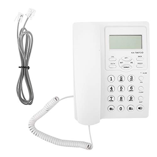 Schnurgebundes Telefon, DTMF/FSK Systeme Tisch Schnurtelefone mit Anrufe ID Display für Büro Zuhause(weiß) von Garsent