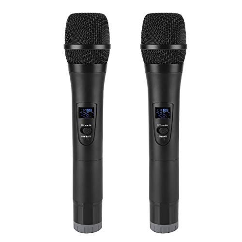 kabelloses Mikrofon, VHF-System, dynamisches Handmikrofon, doppeltes Metall, mit wiederaufladbarem Empfänger für Karaoke, Hochzeit, DJ, Party, Rede, Kirche, Klasse von Garsent