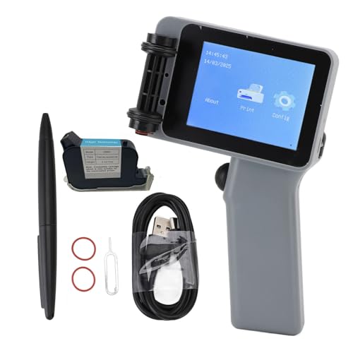Tragbare Tintenstrahldruckerpistole, 4.3in HD -Touchscreen mit 25+ Sprachunterstützung, 600DPI Industrial Barcode Etikettdrucker für Metallkarton Stoff von Garsent