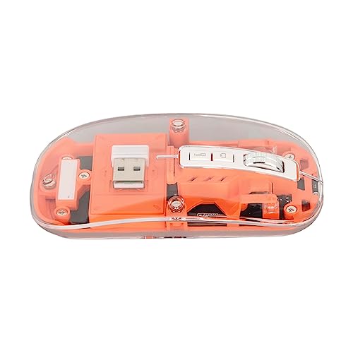 Transparente Kabellose Maus, 2,4 G Bluetooth-Maus, Wiederaufladbare Mute-Maus, 2400 DPI 400 MAh RGB, Bunte Kabellose Maus mit Batterieanzeige, Plug-and-Play, für Gaming und E-Sport (Orange) von Garsent