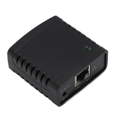 USB-Druckserver, 100-Mbit/s-Hochgeschwindigkeits-Netzwerkdruckerserver, EIN von Mehreren Geräten Gemeinsam Genutzter Drucker, USB-zu-RJ45-Druckserveradapter für Büro (EU-Stecker von Garsent