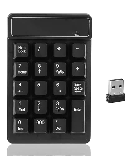 Wirless Nummernblock 19 Tasten Numpad Tastatur mit 2,4 GHz USB Empfänger für iMac, MacBook, PC und Laptops von Garsent