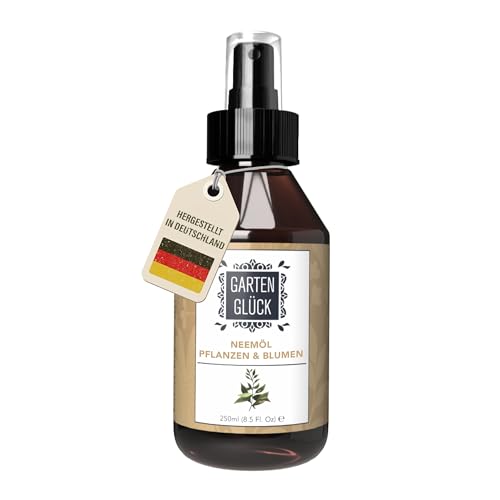 Garten Glück® Schädlingsspray - 250 ml - Natürliches Insektenspray gegen Blattläuse und Blattflecken - Ohne Rückstände - Neemöl Trauermücken, Neemöl mit Emulgator, Trauermückenfrei von Garten Glück