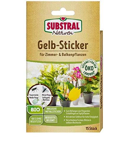 Substral Naturen Gelb-Sticker Inhalt: 15 Stück, für Zimmer- & Balkonpflanzen (Inklusive Metallstecker - beidseitig beleimt - 100% ohne Insektizide) von Garten Schlüter