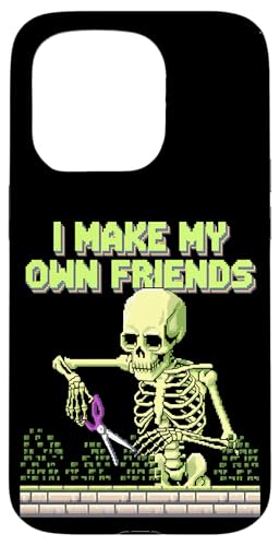I Make My Own Friends Skelett Pflanze Goth Humor Hülle für iPhone 15 Pro von Gartenarbeit Dark Humor Vintage Lustiges Geschenk